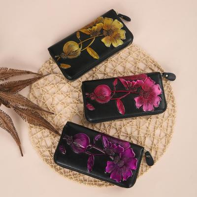 엄마장지갑 중년엄마 화려한꽃무늬 가죽 장지갑 카드 긴지갑 쓰기편한 할머니선물