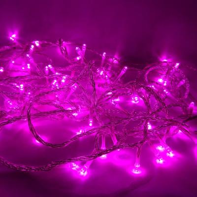 크리스마스소품 선세이브 LED 은하수 100구 투명선+정류기 세트 (크리스마스 트리전구), 핑크색