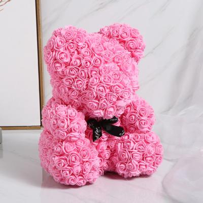 꽃다발 프랑온드 기념일 선물 로즈 베어 25cm, 리본 핑크